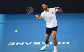 Novak Djokovic of Serbia at the Brisbane International 2025.
