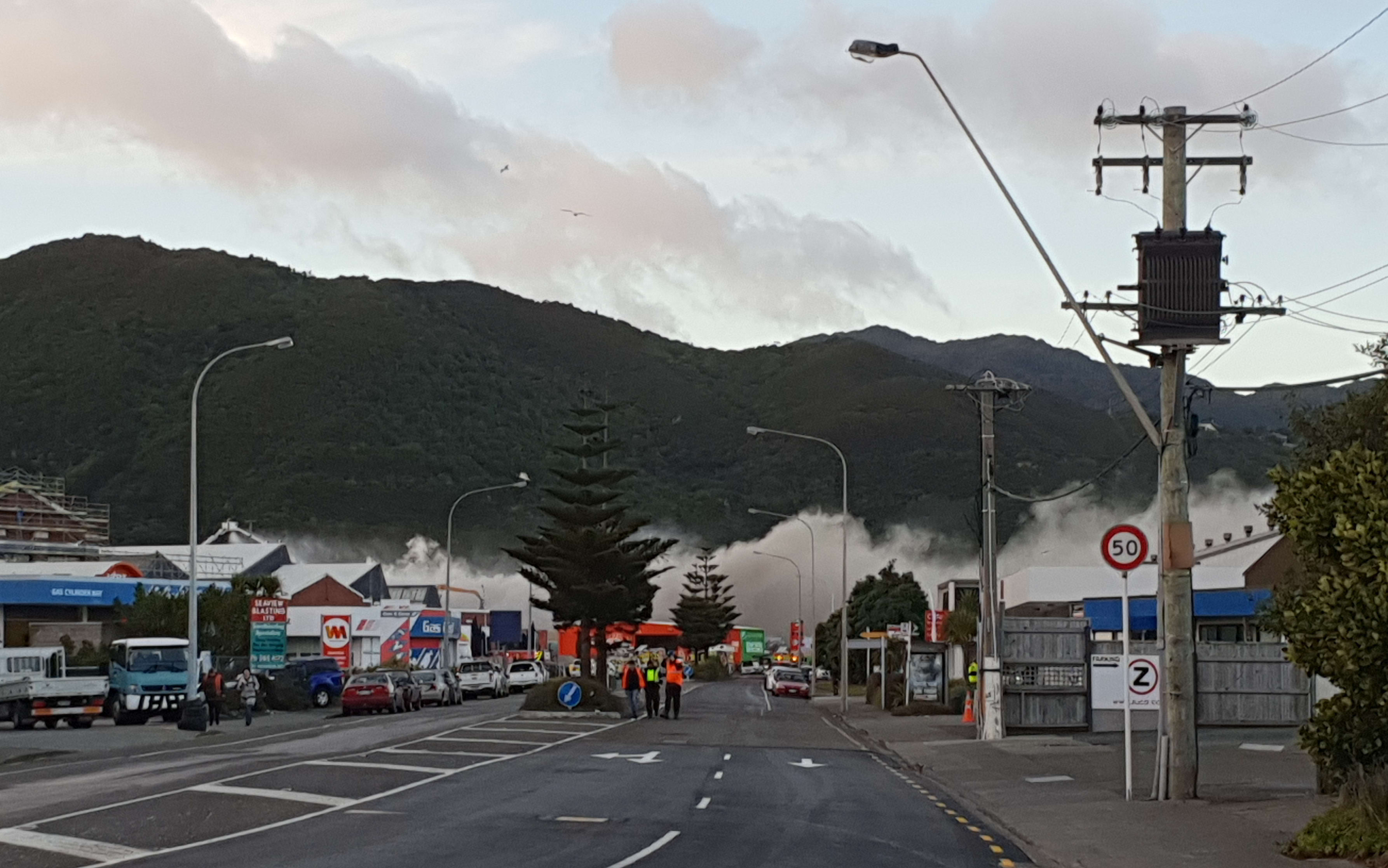 The fire at Macaulay Metals, Seaview, Lower Hutt.