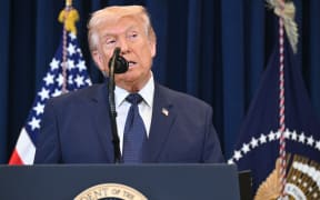 US President Donald Trump speaks during a press conference at Trump National Doral in Miami, Florida, on 9 March, 2026.