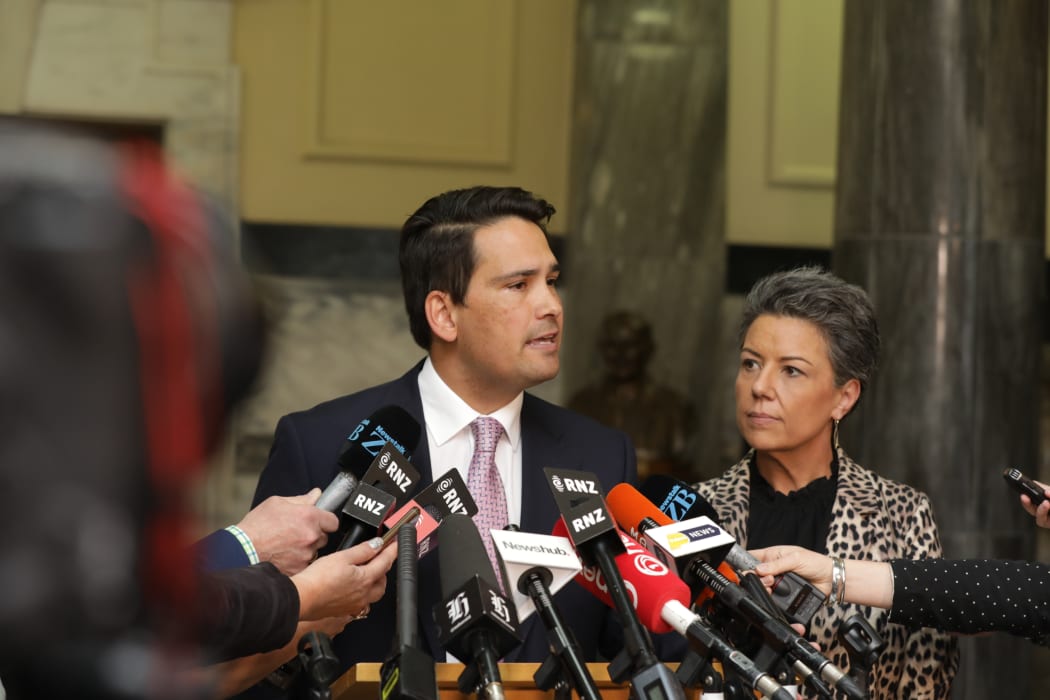 Simon Bridges speaks to media after Jami-Lee Ross released a recording of them speaking.