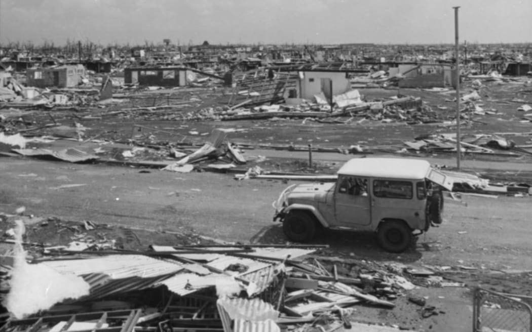 Winds during Cyclone Tracy reached 217 kilometres per hour before the measurement device broke in the storm. (Supplied: Library & Archives NT)