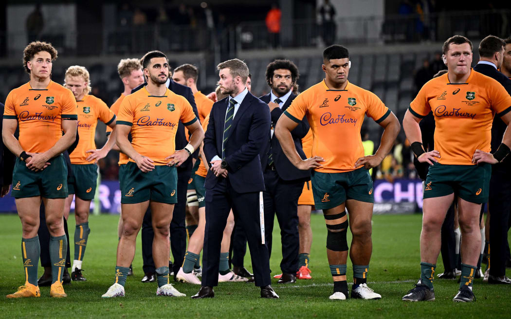 Wallabies react to defeat.