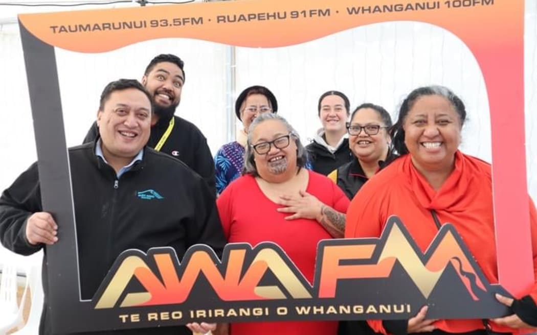 Eruera Rerekura with the crew of Awa FM
