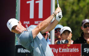 Rory McIlroy in action in his dismal second round in Sydney