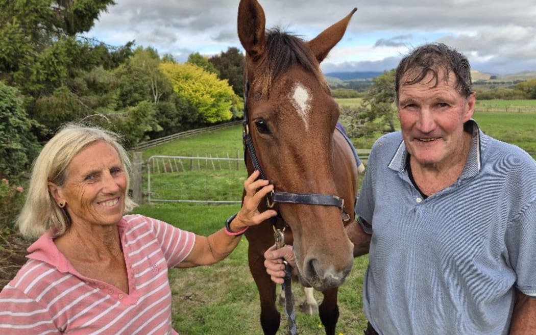 Olympians Sally Clark and Maurice Beatson at home on their Dannevirke farm.