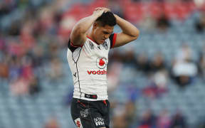 Roger Tuivasa-Sheck disappointed with the Warriors loss. Newcastle Knights v Vodafone Warriors, Round 22 of the 2017 NRL Rugby League Premiership season at McDonald Jones Stadium, Newcastle, Australia.Â 5 August 2017. Copyright photo: Mark Metcalfe /Â www.photosport.nz