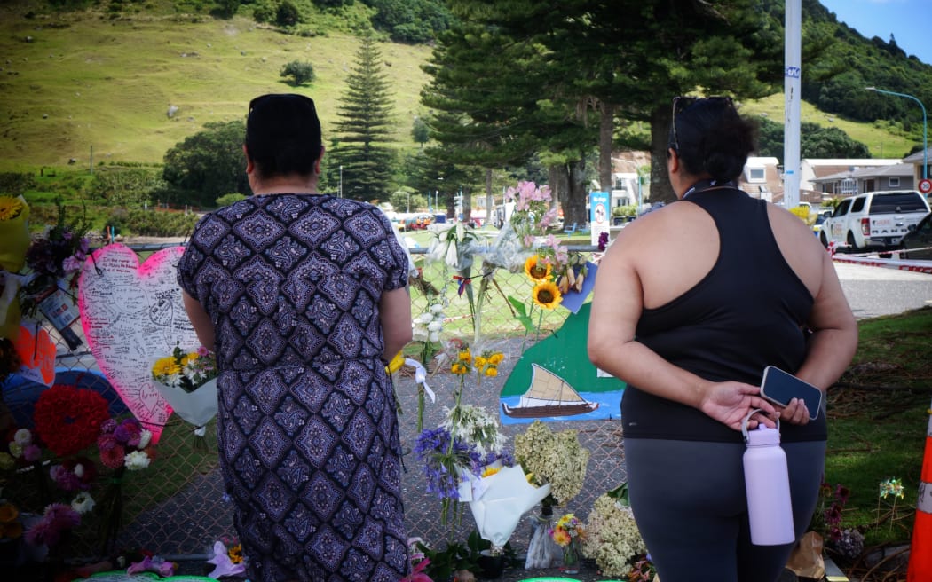 People watch on as work is halted at Mt Maunganui for a second time due to slip fears. Photo taken 29 January 2026.