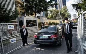 Security barriers outside the Saudi Arabia consulate in Istanbul.
