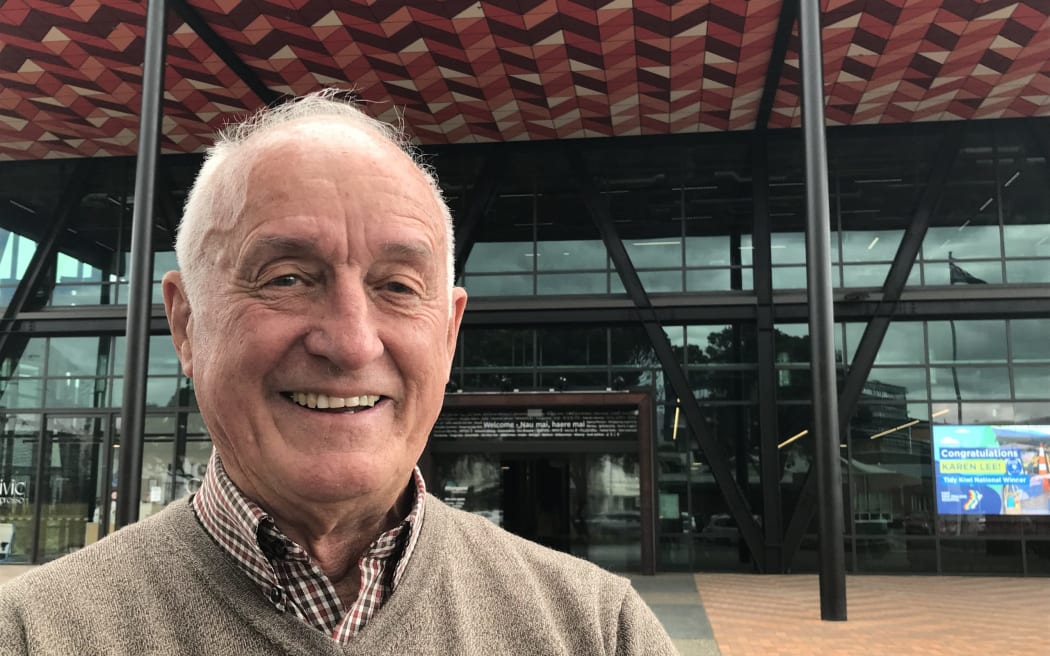 Democracy Northland chairperson John Bain outside Whangārei District Council's head office Te Iwitahi.
