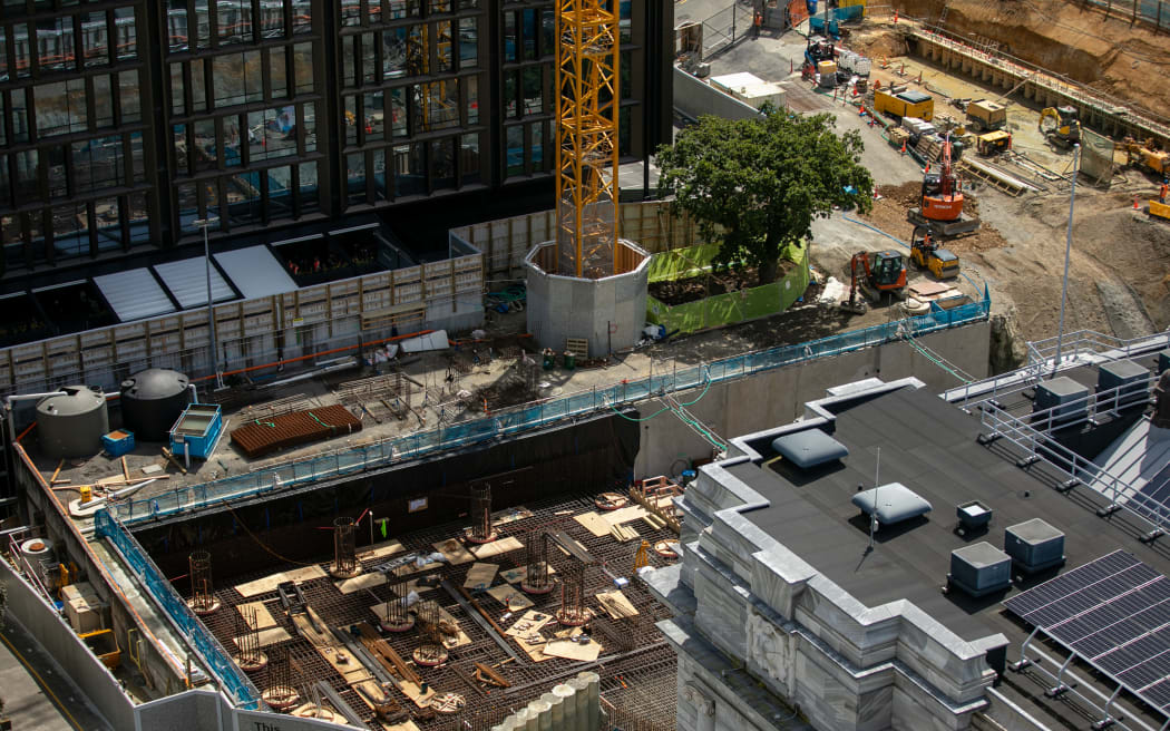 The new Parliamentary building under construction, as seen from atop the Beehive.