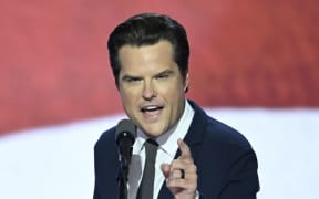 US Representative Matt Gaetz, Republican of Florida, speaks during the third day of the 2024 Republican National Convention at the Fiserv Forum in Milwaukee, Wisconsin, on July 17, 2024. Days after he survived an assassination attempt Donald Trump won formal nomination as the Republican presidential candidate and picked Ohio US Senator J.D. Vance for running mate. (Photo by ANDREW CABALLERO-REYNOLDS / AFP)