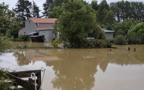 Flooding on Kio Kio Station Road, where residents were evacuated overnight.
