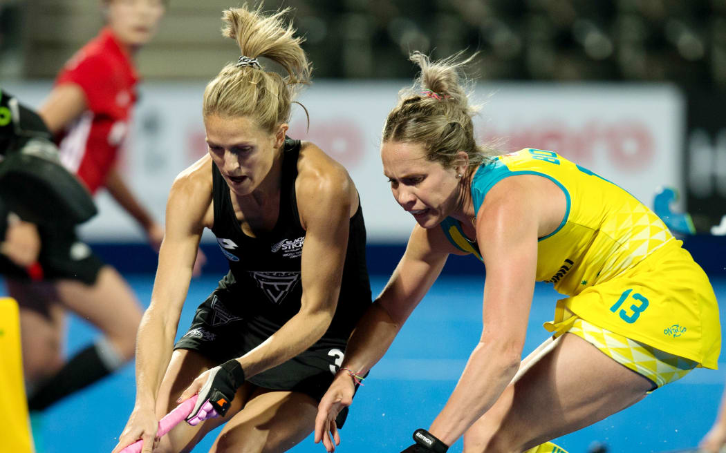 Blacks Sticks captain Stacey Michelsen and Australian Edwina Bone