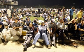 Supporters of Shiite cleric Muqtada al-Sadr gather at Grand Festivities Square in Baghdad's Green Zone.