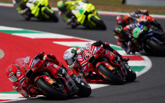 Ducati rider Marc Marquez leads at the Italian Grand Prix.