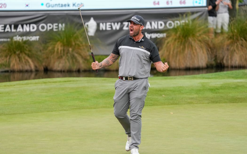 Australia’s Ryan Peake wins the title during the final round of the NZ Open at Millbrook Resort, Queenstown, New Zealand on Sunday, 2 March 2025. © Photo: Michael Thomas / Photosport