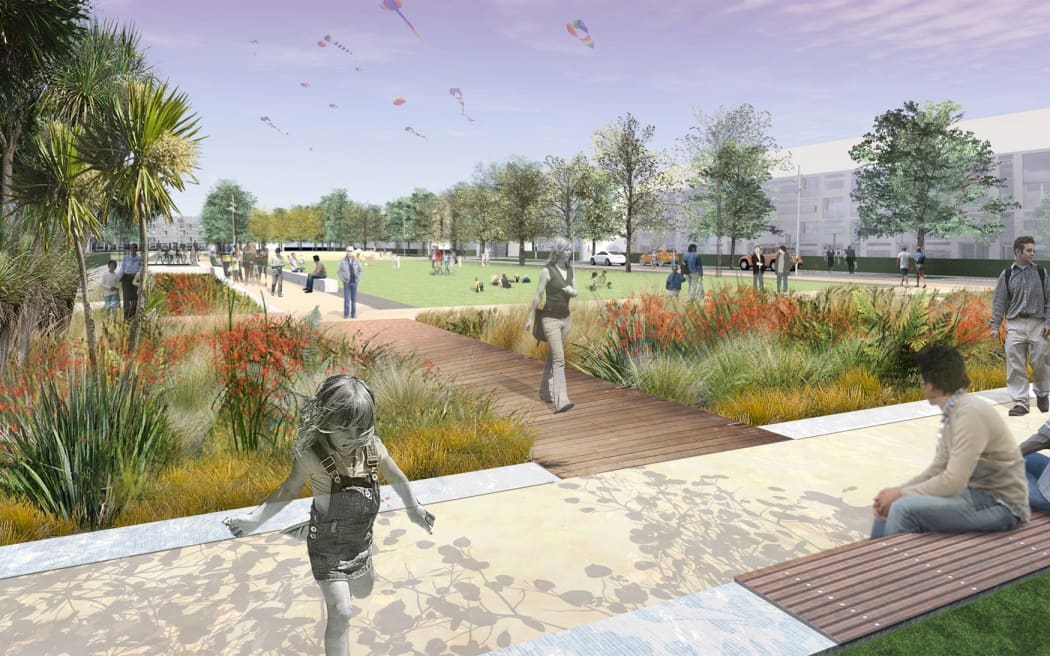 The Canterbury Earthquake Recovery Authority's artist impression of the east frame residential project. The project uses Crime Prevention Through Environmental Design principles.