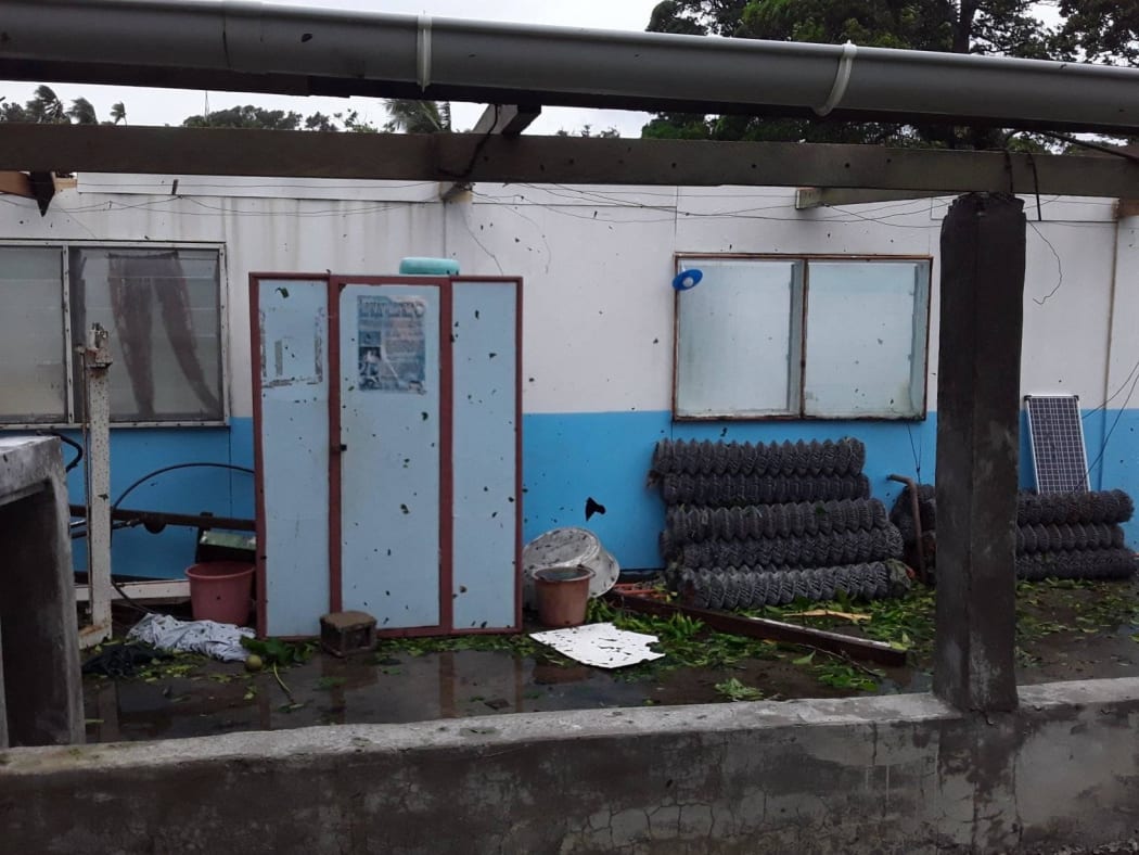 A destroyed, now roofless, health centre on the Vanuatu island of Ambrym.