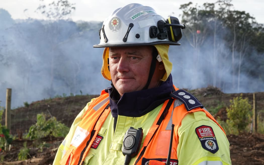 The four hectare fire in Kerikeri being put out by Fire and Emergency.