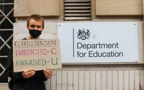 A Level students protest outside Downing Street, London, UK, on Agust 14, 2020. Exams were cancelled due to Covid-19 and grades were calculated using teacher's predictions and a formula to standardise results across schools.