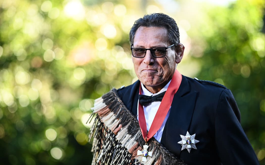 Sir Wayne Shelford poses for a portrait after being reconised for his services to rugby and the community with a knighthood. Auckland Investitures at Government House, Auckland, New Zealand. Saturday 28 May 2022. Photo : Andrew Cornaga / www.photosport.nz
