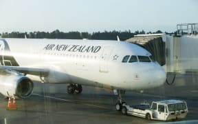 An Air New Zealand plane landed at Christchurch airport.