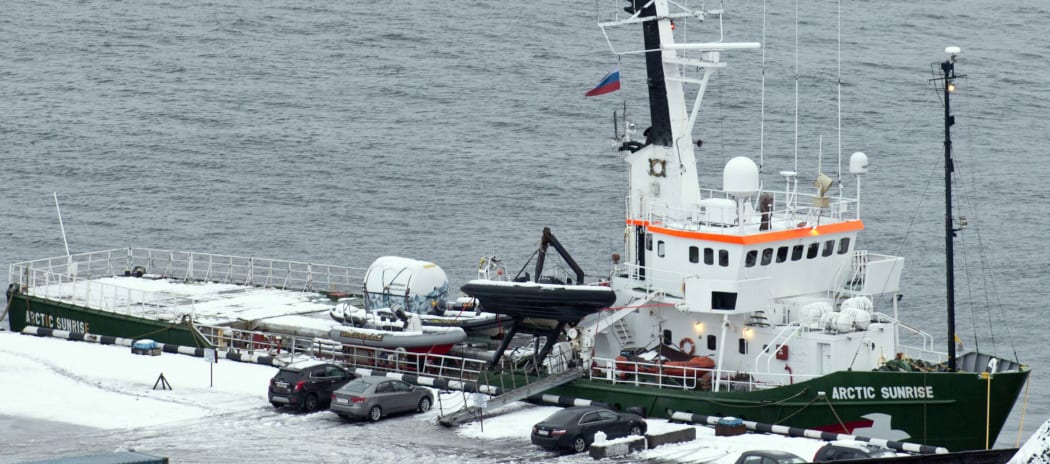 The Arctic Sunrise docked in Murmansk.