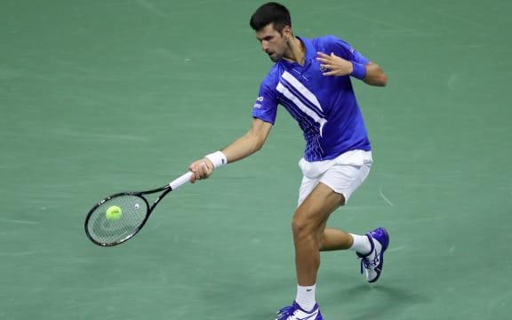 NEW YORK, NEW YORK - SEPTEMBER 04: Novak Djokovic of Serbia returns a volley during his Men's Singles third round match against Jan-Lennard Struff of Germany on Day Five of the 2020 US Open. Matthew Stockman/Getty Images/AFP