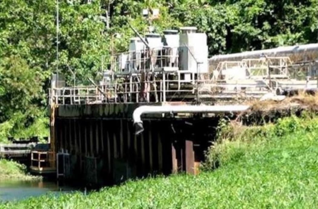 The weir (dam) at Londolovit river where Lihir Gold (Newcrest Mining Limited) extracts water for its local mine operations.