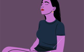 Illustration of a woman looking restful.