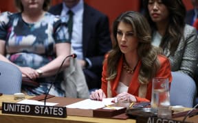 US deputy Middle East envoy Morgan Ortagus speaks during a United Nations Security Council meeting on the situation in Gaza, at UN headquarters in New York on September 18, 2025. The UN Security Council is slated to vote on the latest call for a ceasefire and increased humanitarian access to Gaza, a move supported by a majority seeking to act despite repeated US vetoes. (Photo by ANGELA WEISS / AFP)
