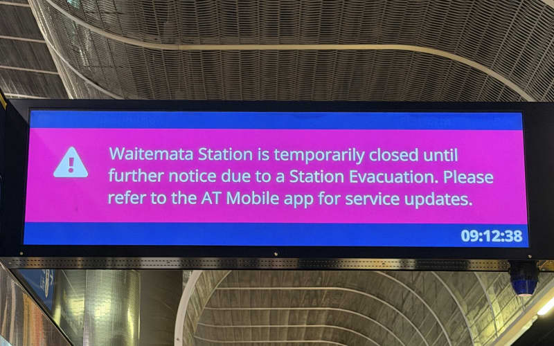 Auckland’s Waitematā Station was closed this morning due to a station evacuation, causing delays for passengers.