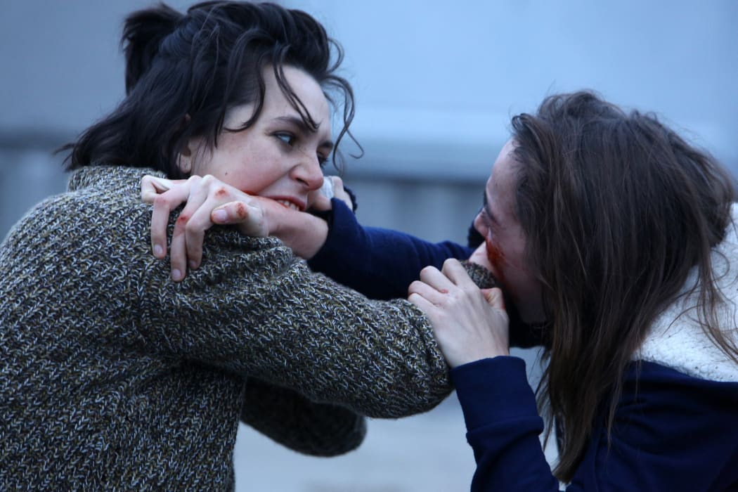 Ella Rumpf (Alexia) and Garance Marilier (Justine) in Julia Ducournau’s wonderfully bloody horror Raw.