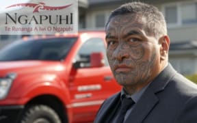 The post, which was taken from X and shared on Facebook, features an artificial image of a Māori man with a facial moko standing in front of a red ute and a visible rūnanga logo.