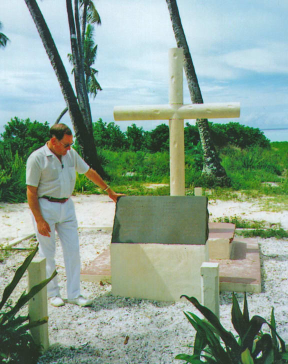 John Jones at a memorial on Kiribati.