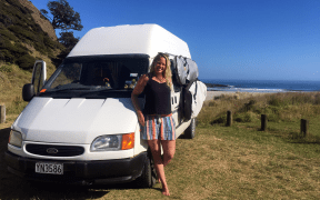 Lisa Jansen with her campervan