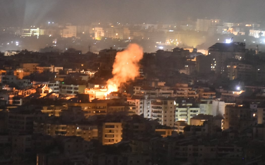 Smoke rises from the site of an Israeli airstrike that targeted a neighborhood in Beirut’s southern suburb early on October 1, 2024. A Lebanese security official said Israel had conducted at least six strikes on south Beirut in the night from Monday to Tuesday, after Israel's army called on residents in the Hezbollah stronghold to evacuate.