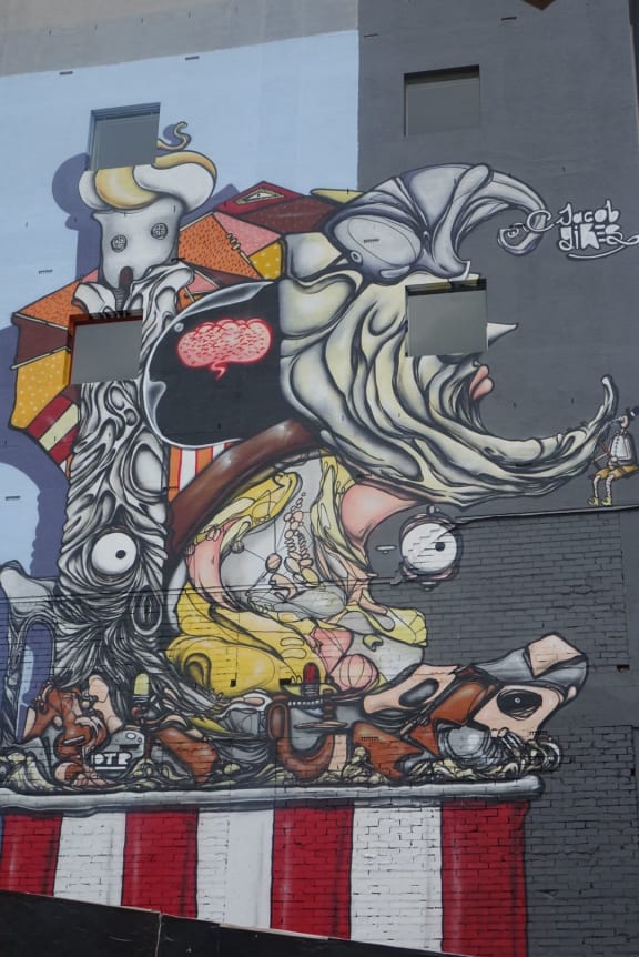 Street art by Jacob Yikes on Manchester Street,
