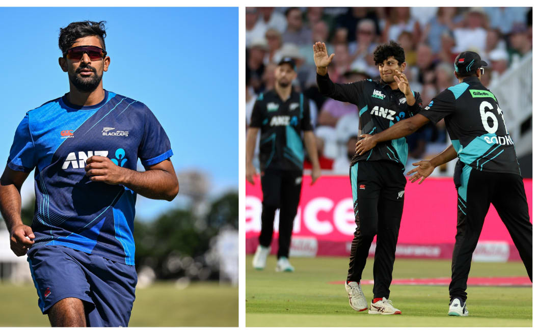 Ish Sodhi (left) and Rachin Ravindra (right) are gearing up for the 2023 Cricket World Cup.