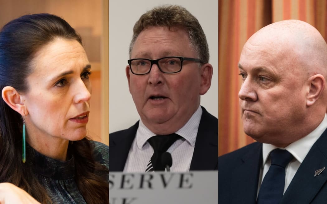 Jacinda Ardern, Adrian Orr and Christopher Luxon.