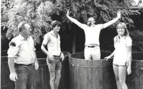 Jack Hobbs with David Bellamy who was in attendance of the opening of the Botanic Gardens. Jack is second in from the left.
