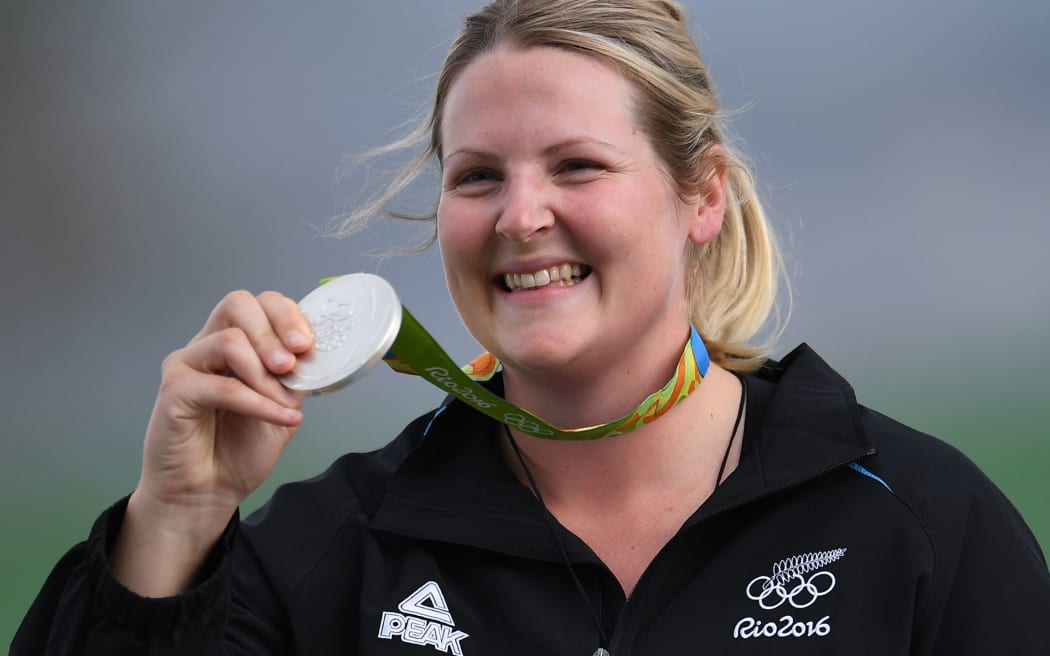 Natalie Rooney with her silver medal for trap shooting.