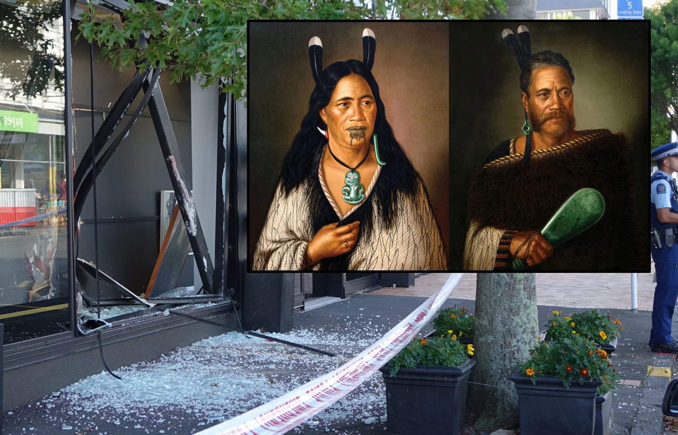 The 'Chieftainess Ngatai-Raure' and 'Chief Ngatai-Raure' (inset) were stolen from the International Art Centre in Parnell.