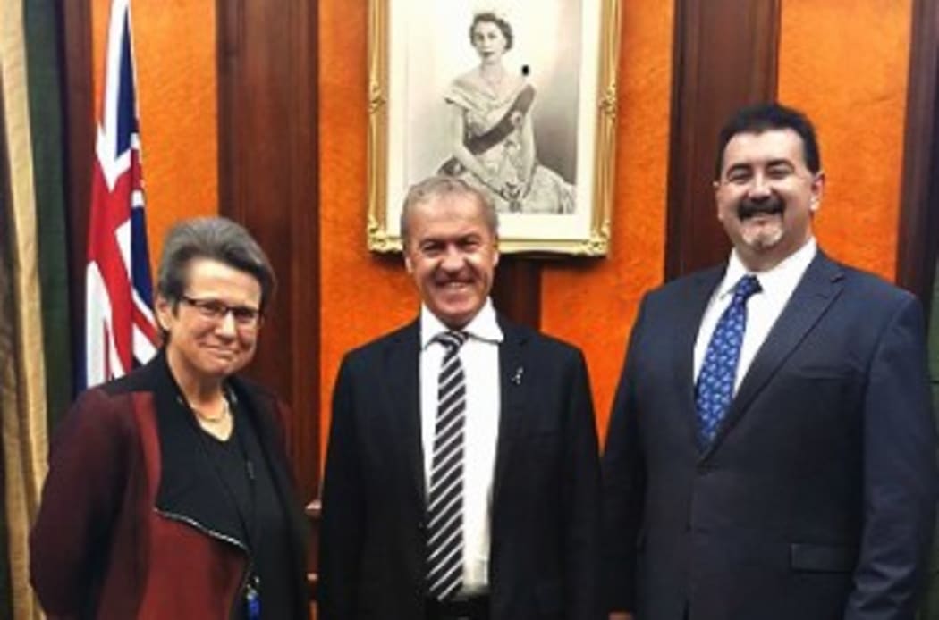 Clerk of the House, Mary Harris and the Speaker with David Wilson, the newly appointed Clerk of the House.