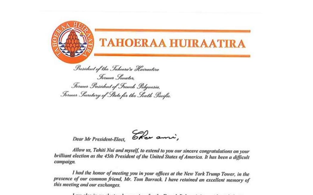 Tahoeraa congratulates Donald Trump