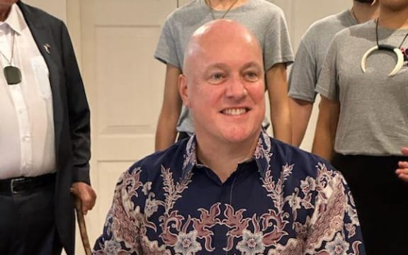 Prime Minister Christopher Luxon at an orchid-naming ceremony in Singapore.