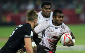 Fiji's Jerry Tuwai in space during the 2015 Dubai Sevens final.