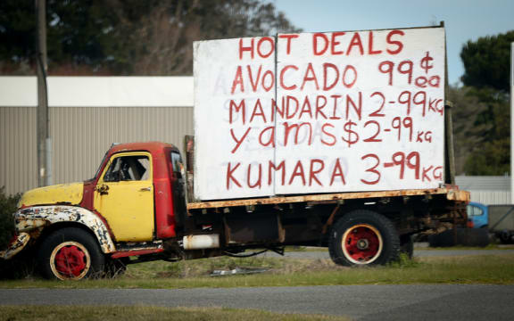 Vegetable sign in Foxton.