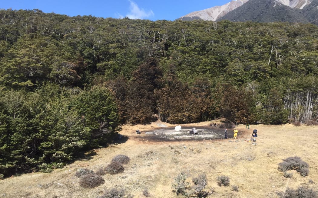 The hut was completely destroyed in the blaze.