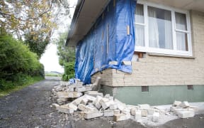 Gary Melville's quake damaged home.